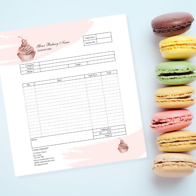 Pastry Cupcake Bakery Order Form Invoice  Notepad (Creator Uploaded)