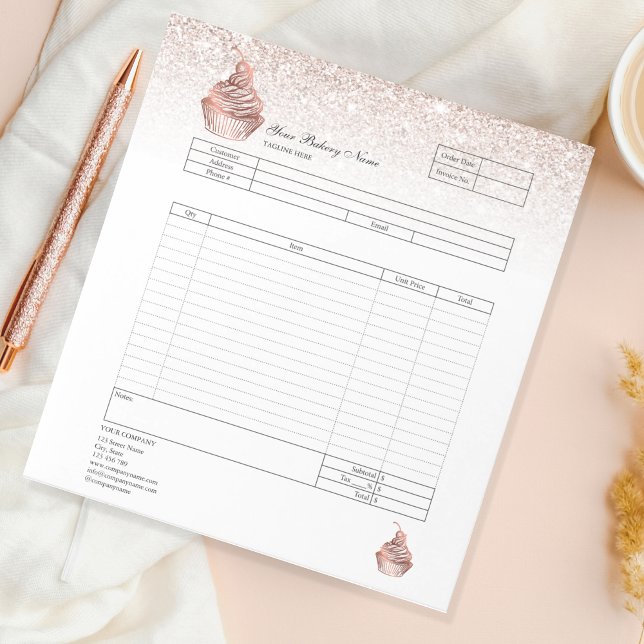 Pastry Cupcake Bakery Order Form Invoice  Notepad (Creator Uploaded)