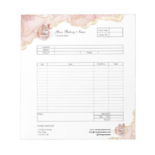Pastry Cupcake Bakery Order Form Invoice  Notepad