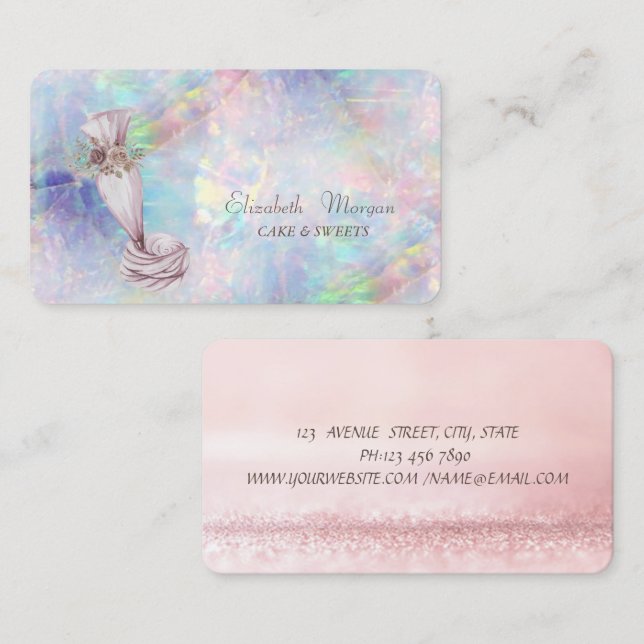 Pastry Hand Tools Piping Bag Holographic,Opal   Business Card (Front/Back)