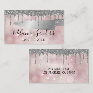 Pastry Knife   Bokeh Glitter Background Business Card