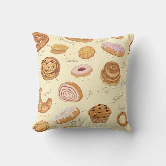 Pastry pattern throw pillow (Front)