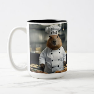 Pastry Prowess: The Culinary Capybara Two-Tone Coffee Mug