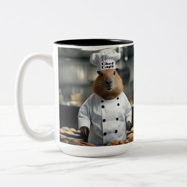 Pastry Prowess: The Culinary Capybara Two-Tone Coffee Mug (Left)