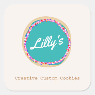 Pastry Shop Personalized Custom Cookie Square Sticker