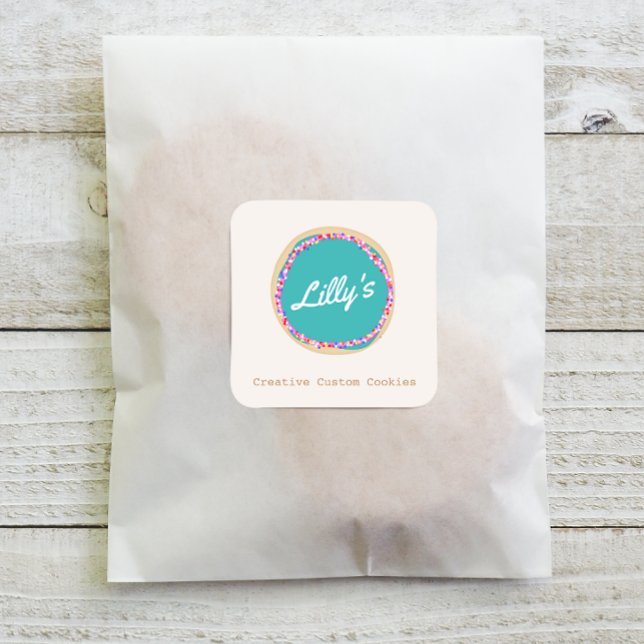 Pastry Shop Personalized Custom Cookie Square Sticker (Creator Uploaded)