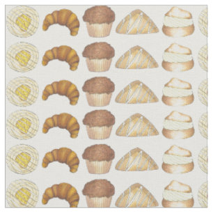Pastry Tray Croissant Danish Muffin Baked Goods Fabric