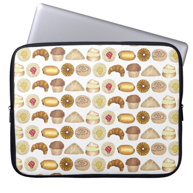 Pastry Tray Croissant Danish Muffin Baked Goods Laptop Sleeve (Front)
