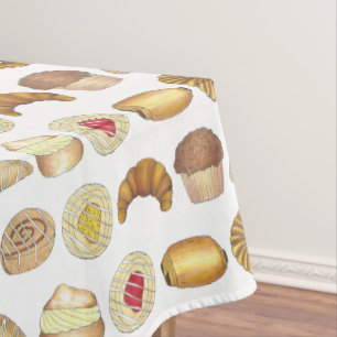 Pastry Tray Croissant Danish Muffin Baked Goods Tablecloth