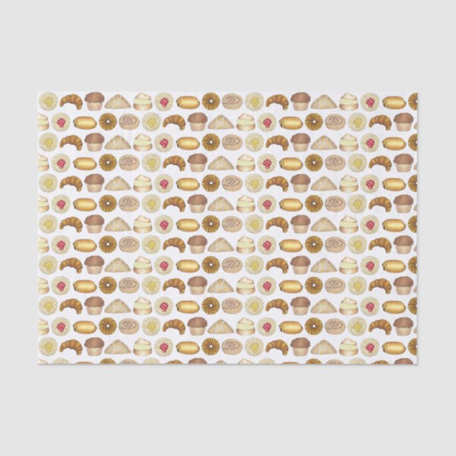 Pastry Tray Croissant Danish Muffin Baked Goods Tissue Paper (Front)