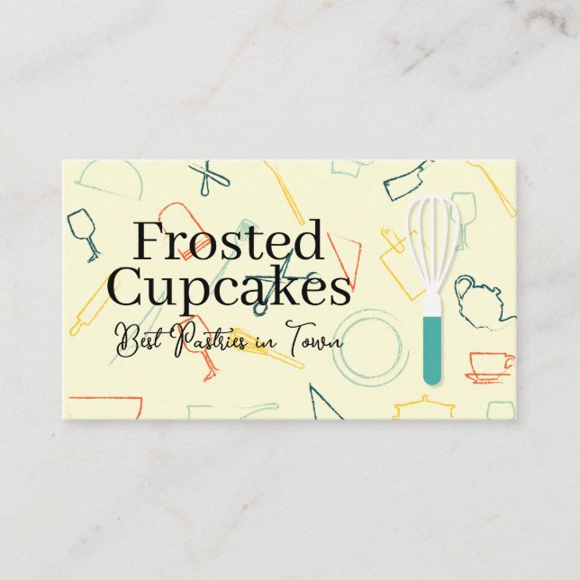 Pastry Whisk | Cooking Tools Background Business Card (Front)