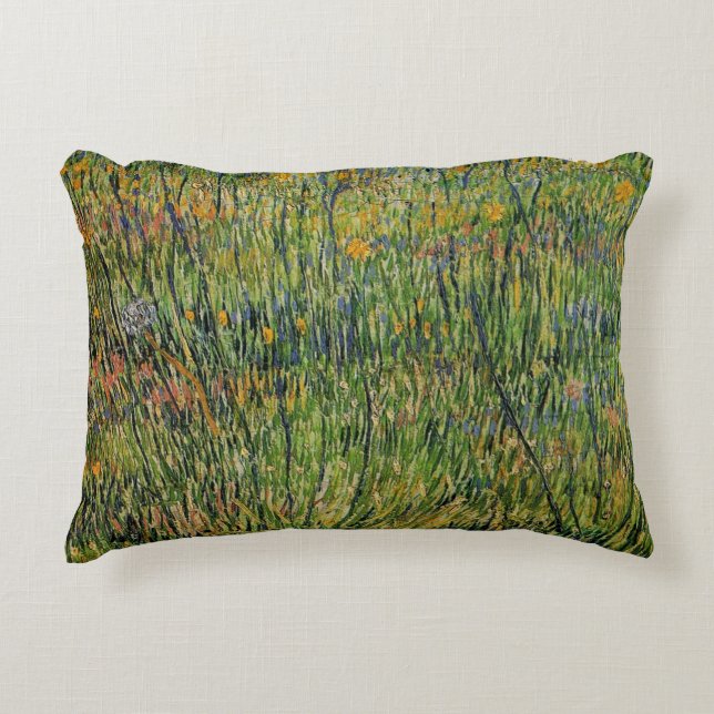 Pasture in Bloom by Vincent van Gogh Decorative Pillow (Front)