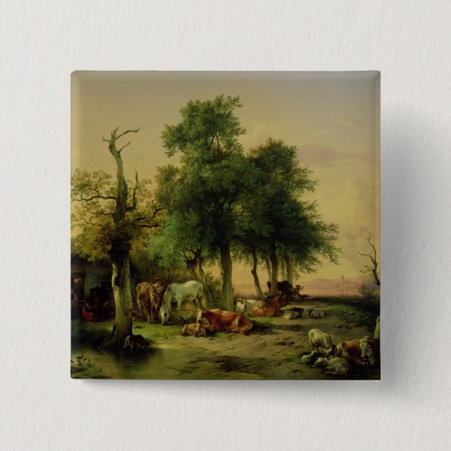 Pasture land 2 inch square button (Front)