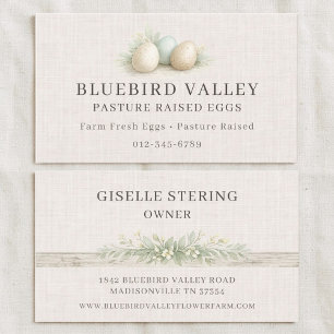 Pasture Raised Eggs Shabby Chic Linen Business Card