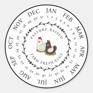 Pasture Raised Farm Fresh Egg Carton Laid Date Classic Round Sticker
