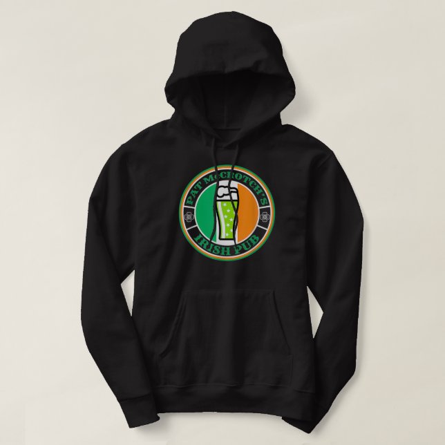 Pat McCrotchs Irish Pub Green Beer St Patricks  Hoodie (Design Front)