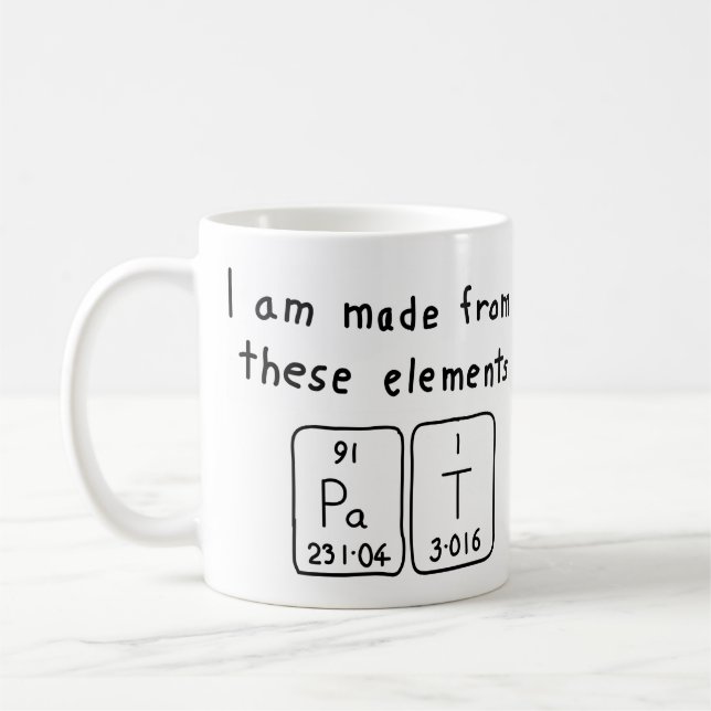 Pat periodic table name mug (Left)