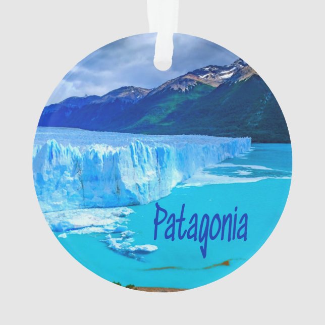 Patagonia South America Glacier and Mountains Ornament (Back)