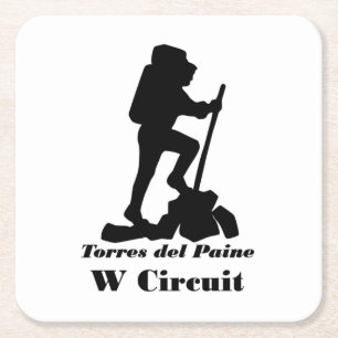 Patagonia - Torres del Paine - W Circuit - Hiking  Square Paper Coaster