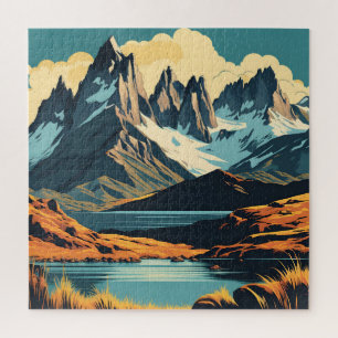 Patagonia Vintage Travel Poster Style Landscape Jigsaw Puzzle