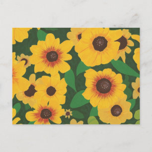 Patch de tournesol jaune peinture sur cartes posta