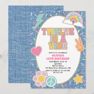 Patch Denim Twelve is a Vibe 12th Birthday Invitation
