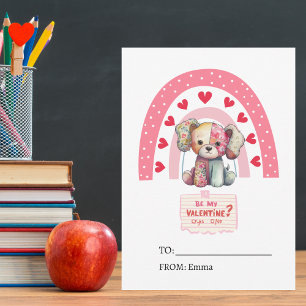 Patch Dog Doll, Kids Classroom Valentine's Day Holiday Card
