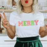 Patch Letter Merry Christmas T-Shirt<br><div class="desc">This trendy Merry patch letters Christmas shirt design is perfect for both kids and adults alike. This holiday shirt make a perfect Christmas gift, stocking stuffer, holiday gift swap or just a special gift for you from Santa.</div>