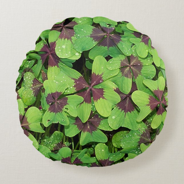Patch of Four Leaf Clover, (Sorrel, Iron Cross) Round Pillow (Front)