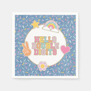 Patch Preppy Hello Double Digits 10th Birthday Napkin