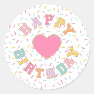 Patch Preppy Letter Birthday Classic Round Sticker