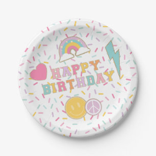 Patch Preppy Letter Birthday Paper Plates