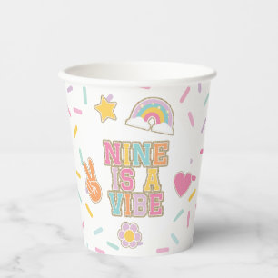 Patch Preppy Nine is a Vibe 9th Birthday Paper Cups
