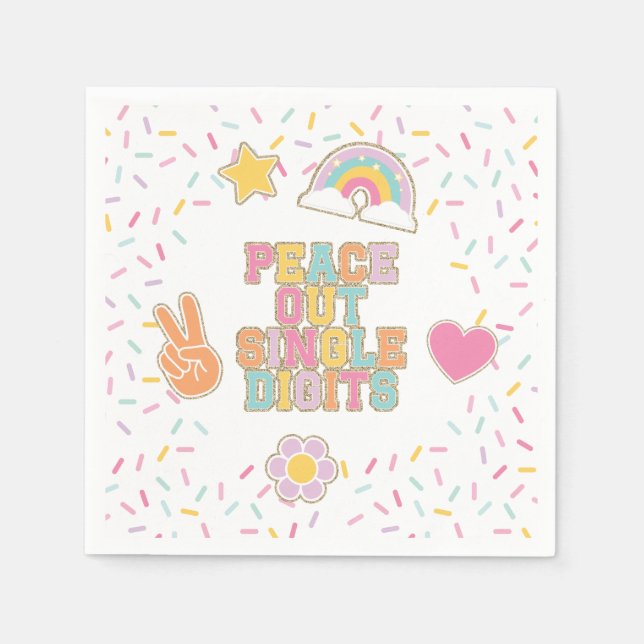 Patch Preppy Peace Out Single Digits 10th Birthday Napkin (Front)