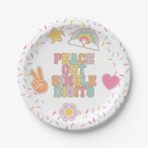 Patch Preppy Peace Out Single Digits 10th Birthday Paper Plate