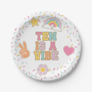 Patch Preppy Ten is a Vibe 10th Birthday Paper Plate
