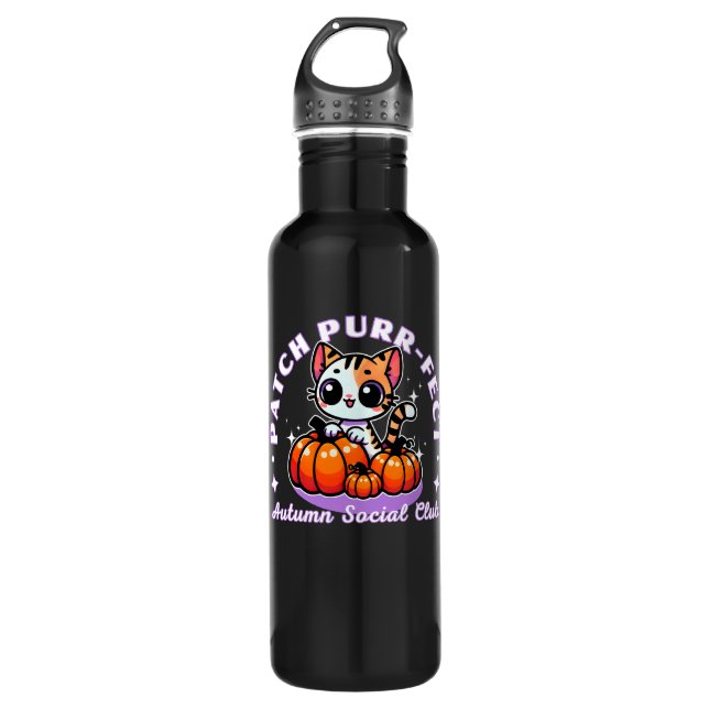 Patch purr-fect - cat pumpkin patch 710 ml water bottle (Front)
