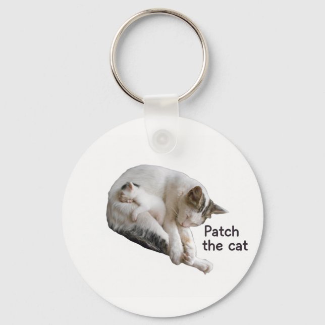 PATCH THE CAT AND HER KITTEN  KEYCHAIN (Front)