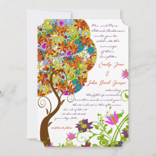 Patch Work Flower Love Tree Faire-part de mariage