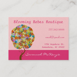 Patch Work Tree on Pink Business Cards