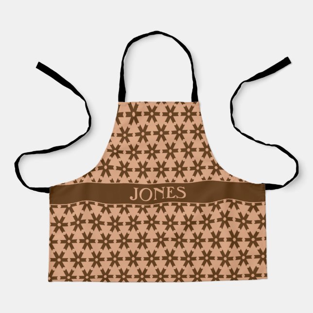 Patches Cream Brown Minimal Pattern Apron (Front)