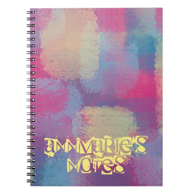 Patchwork Abstract w/Name Spiral Photo Notebook (Front)