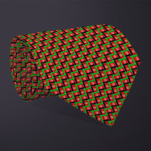 Patchwork Afghanistan Flag Pattern Tie