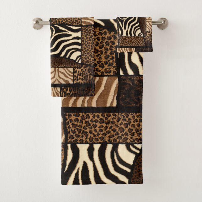 Patchwork African Animal Pattern–  Bold & Cultural Bath Towel Set (Insitu)