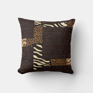 Patchwork African Animal Pattern – Bold & Cultural Throw Pillow