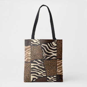 Patchwork African Animal Pattern – Bold & Cultural Tote Bag
