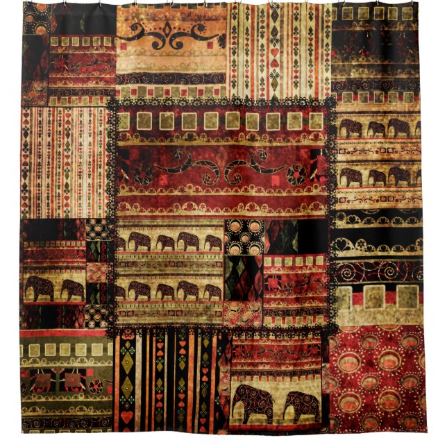 Patchwork african pattern grunge print background (Front)