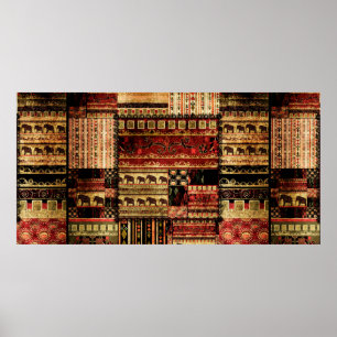 Patchwork african pattern grunge print background