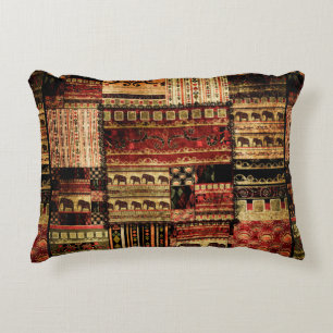Patchwork african pattern grunge print background accent pillow