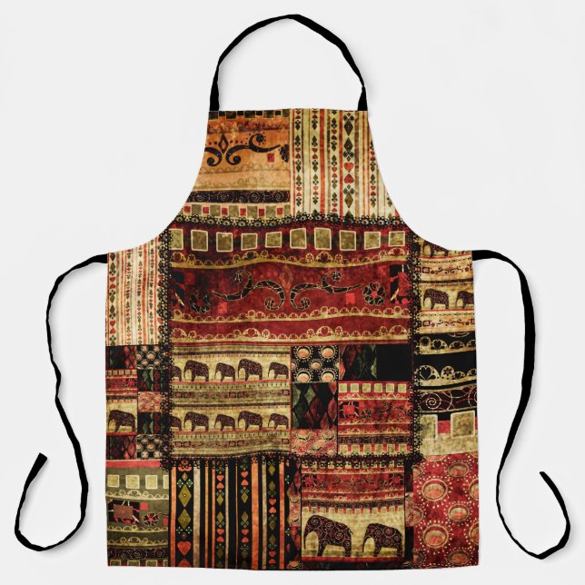 Patchwork african pattern grunge print background apron (Front)